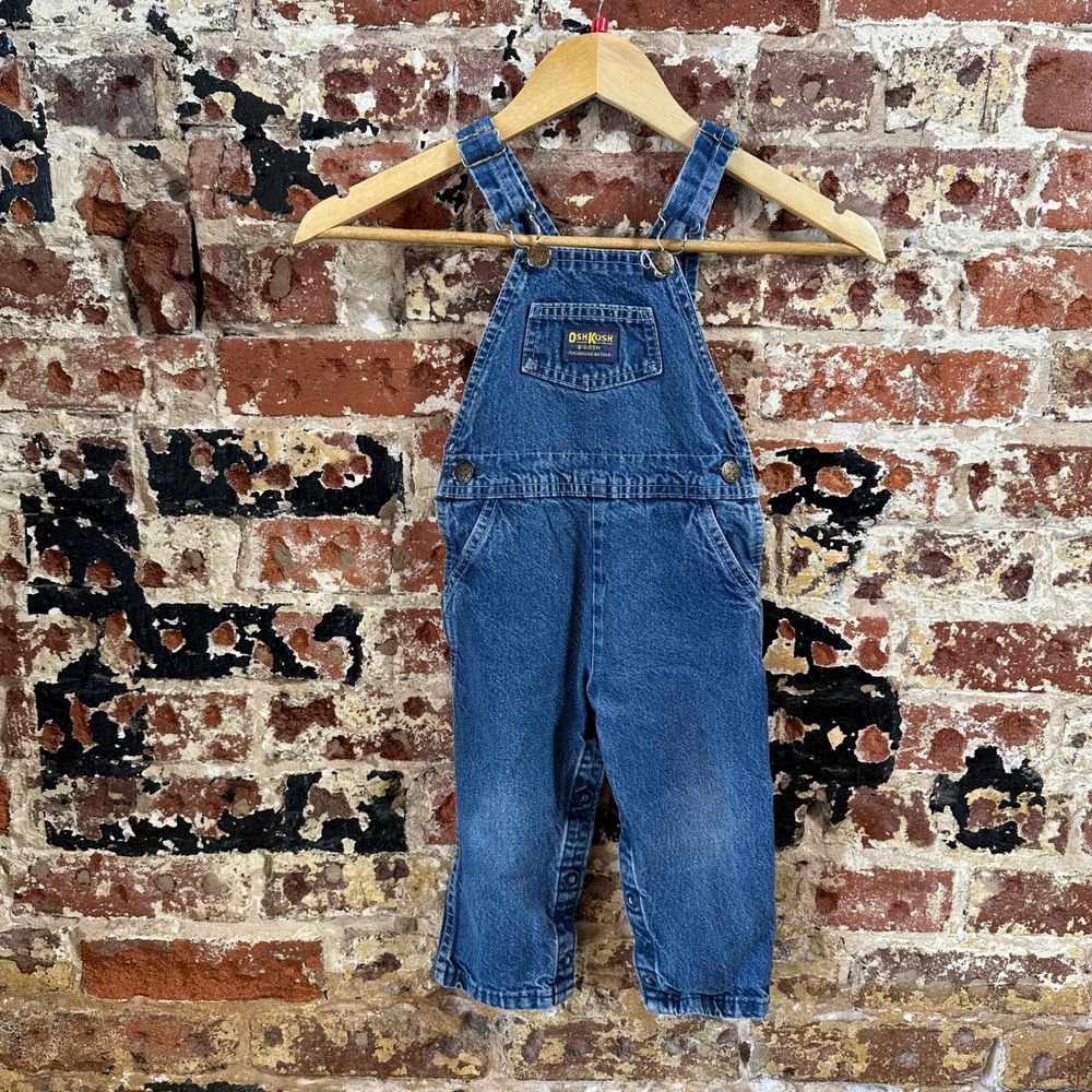 Vintage Oshkosh Jean Denim Toddler Overalls Boys 3T